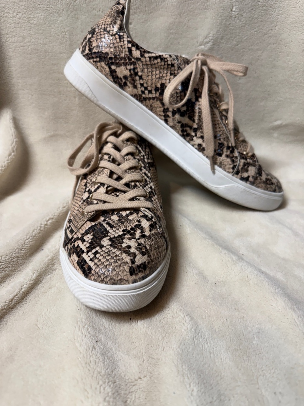 Topshop Snake-Print Low-Top Sneakers